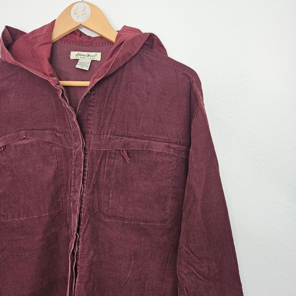 Eddie Bauer Burgundy Button-Up Shirt Womens Size XL